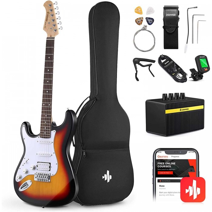 Donner DST-100SL Solak Elektro Gitar Seti (Sunburst)