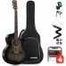 Donner EC2077 Mini Jumbo Cutaway Akustik Gitar Paketi (Transparent Black)