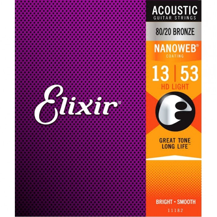 Elixir 11182 80/20 Bronze HD Light Akustik Gitar Teli (13-53)