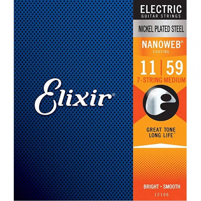 Elixir 12106 Nanoweb Medium 7 Telli Elektro Gitar Teli (11-59)