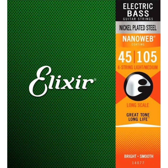 Elixir 14077 Nanoweb Medium 4 Telli Bas Gitar Teli (45-105)