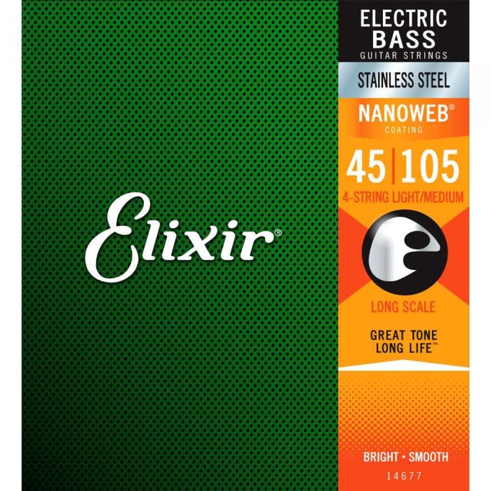 Elixir 14677 Nanoweb Medium 4 Telli Bas Gitar Teli (45-105)