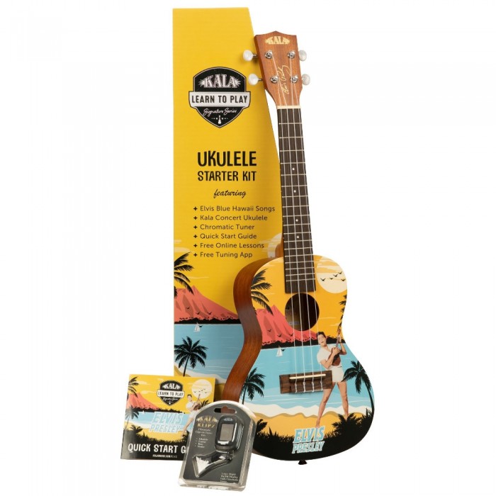 Kala Elvis Blue Hawaii Concert Ukulele Eğitim Seti
