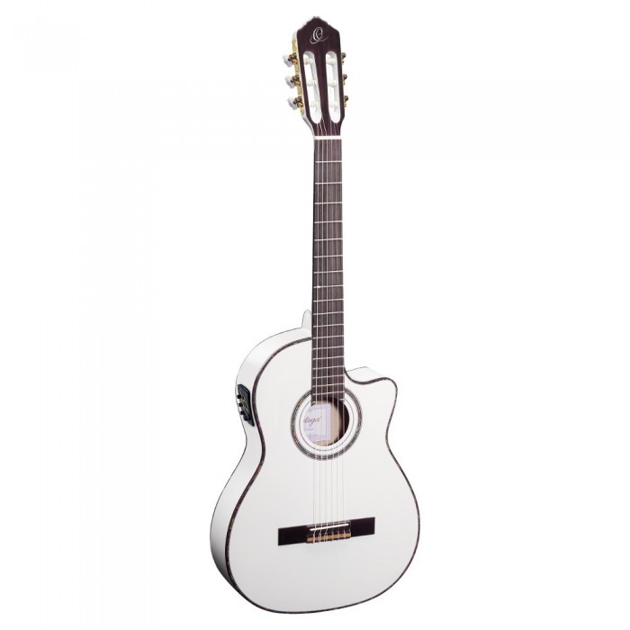 Ortega RCE145WH Thinline Elektro Klasik Gitar (Beyaz)