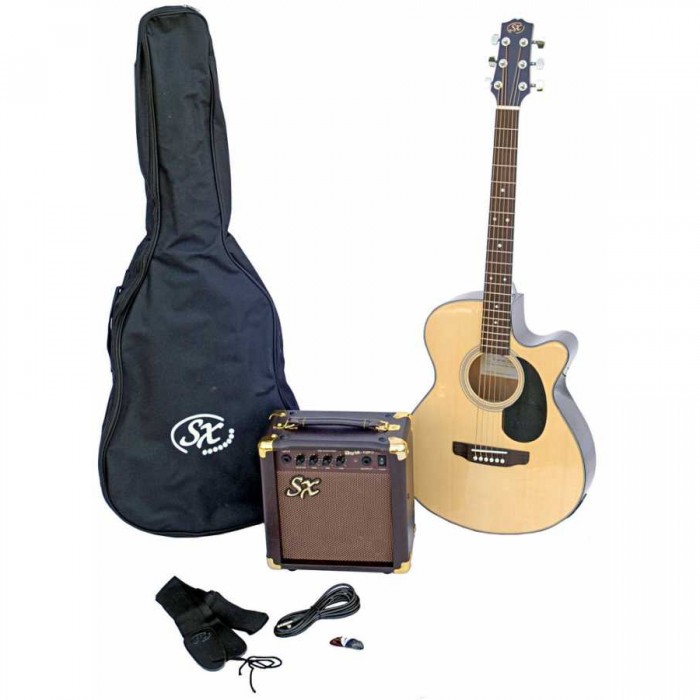 Sx SA3-SK-NA Elektro Akustik Gitar Seti (Natural)